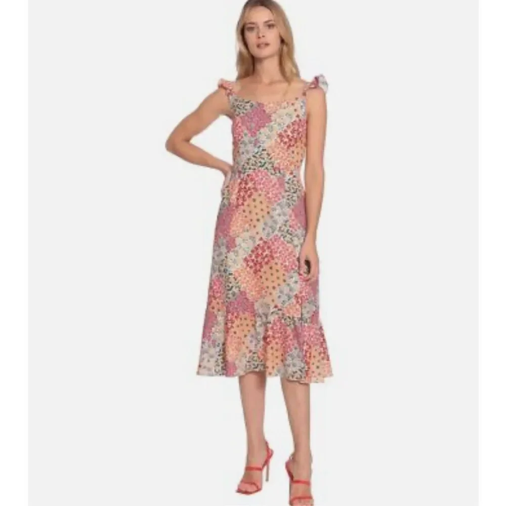 Donna Morgan fairycore boho patchwork 22W woven midi dress